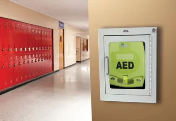 AED device installed in a school